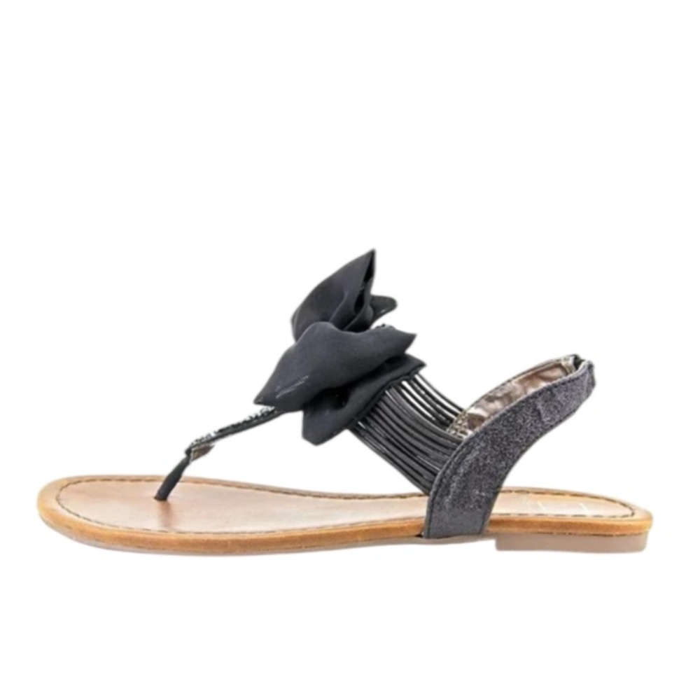 Material Girl Womens Swan 2 Split Toe Casual T-Strap Sandals, Black, Size 6.5 - Picture 7 of 16